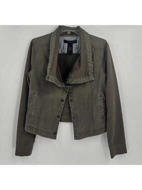 Calvin Klein Jeans Petite Medium Olive Green Utility Jacket Snap Front